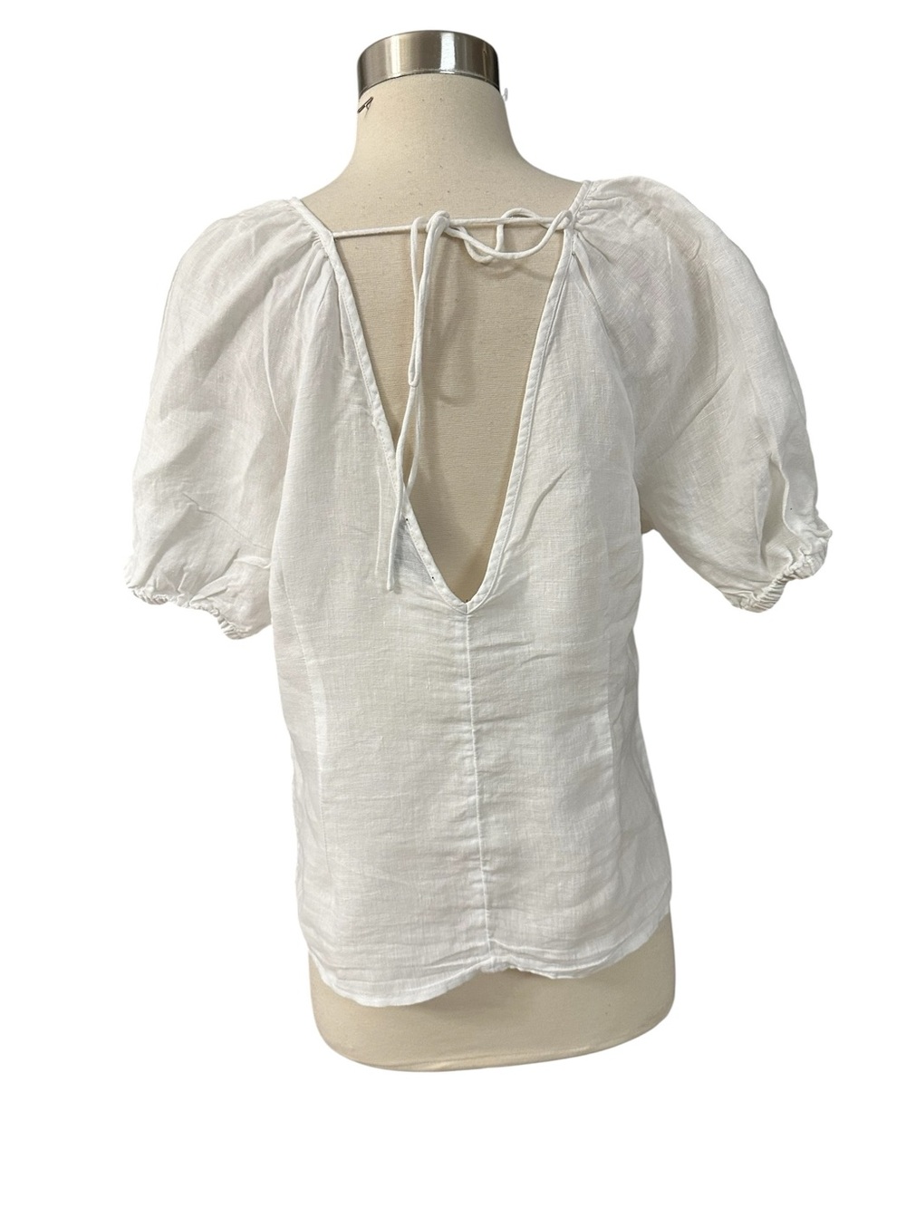 J. Crew White Puff-Sleeve Tie-Neck Blouse - Picture 4 of 13
